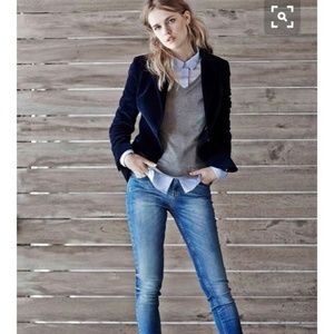 J crew blue velvet jacket so gorgeous